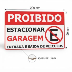 Placa Proibido Estacionar – Garagem em ABS